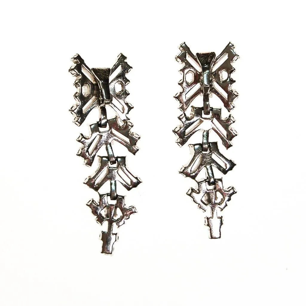 Fabulous 1930s Rhinestone Chandelier Waterfall Dangling Drop Earrings, Clip On