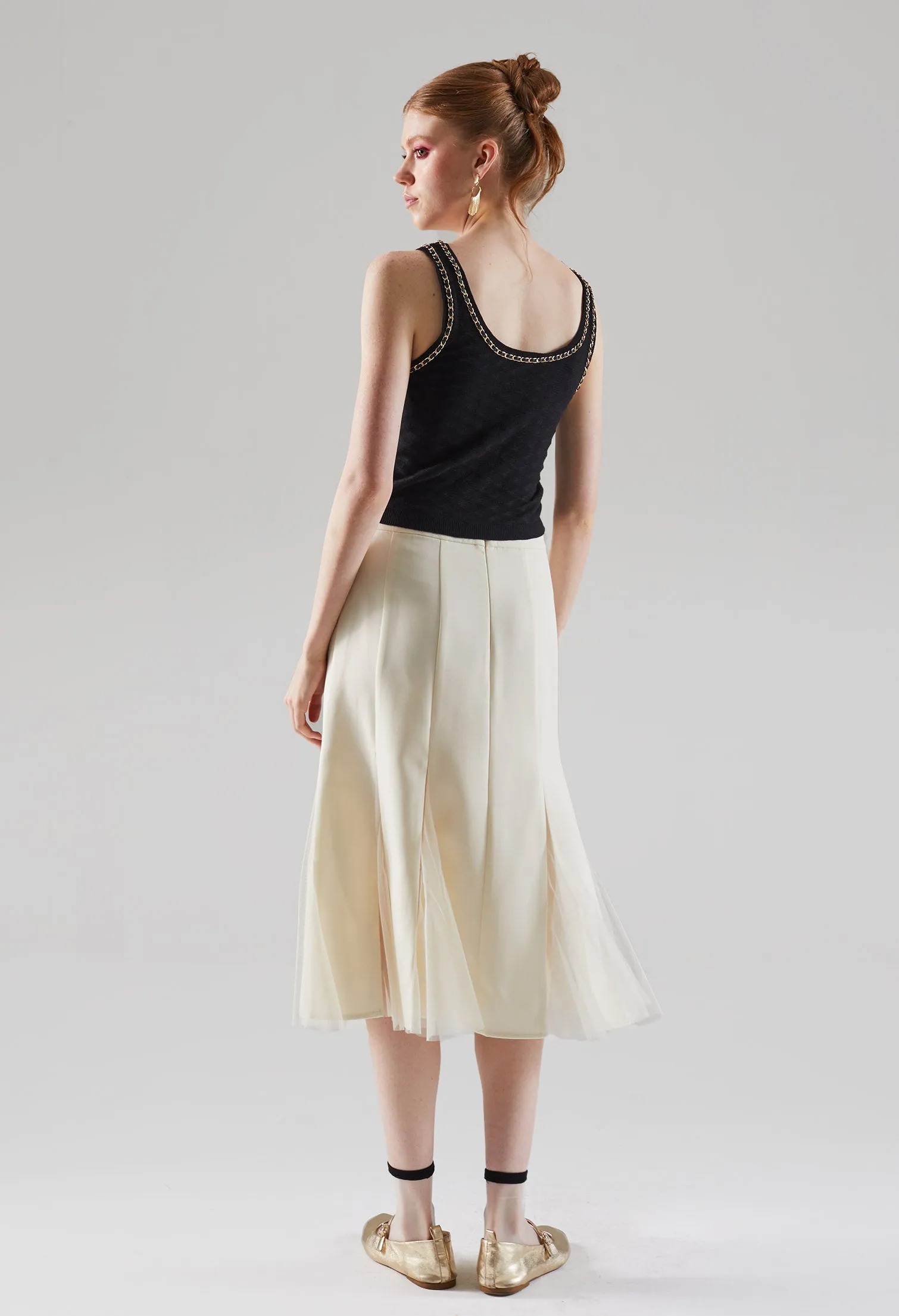 Faux Chained Knitted Sleeveless Top
