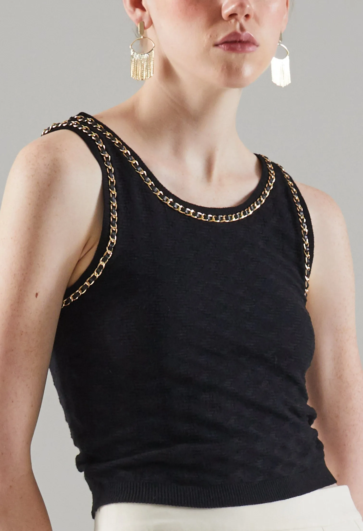 Faux Chained Knitted Sleeveless Top