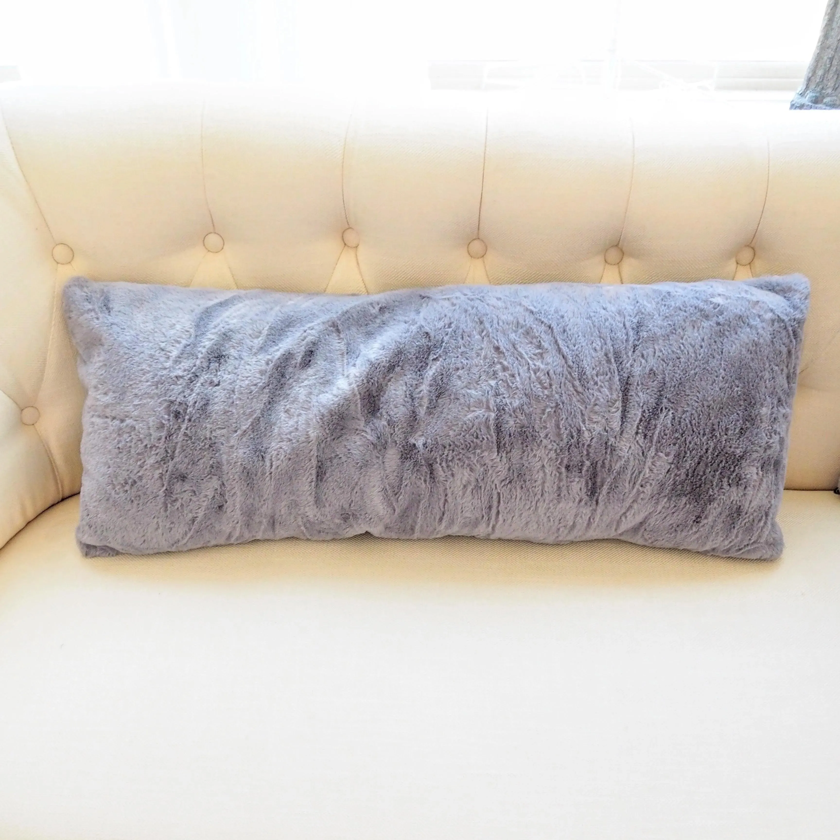 Faux Fur Lumbar Pillow with Adjustable Insert