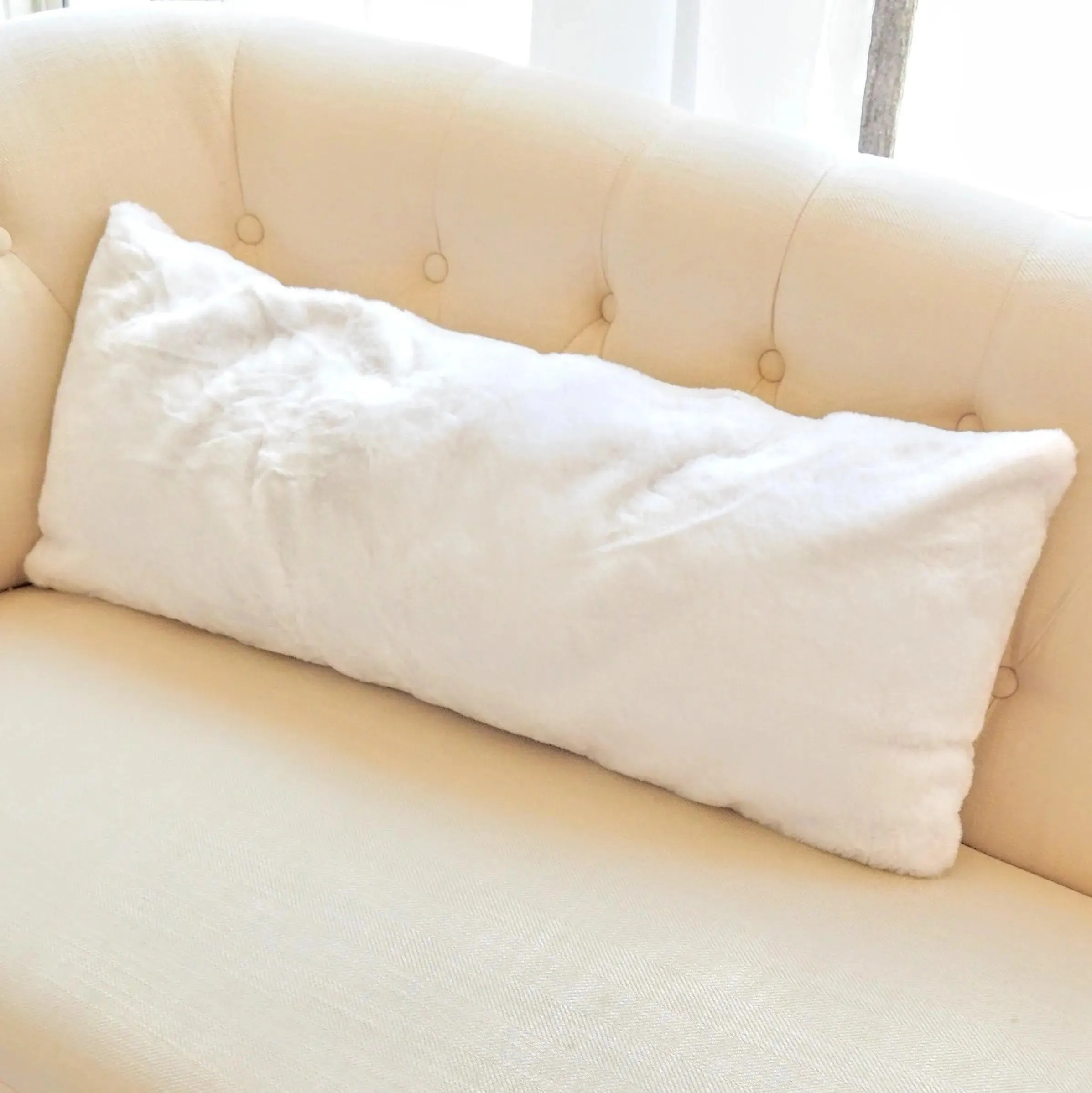 Faux Fur Lumbar Pillow with Adjustable Insert