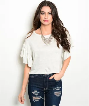 Flutter Sleeve High Low Top | Oatmeal