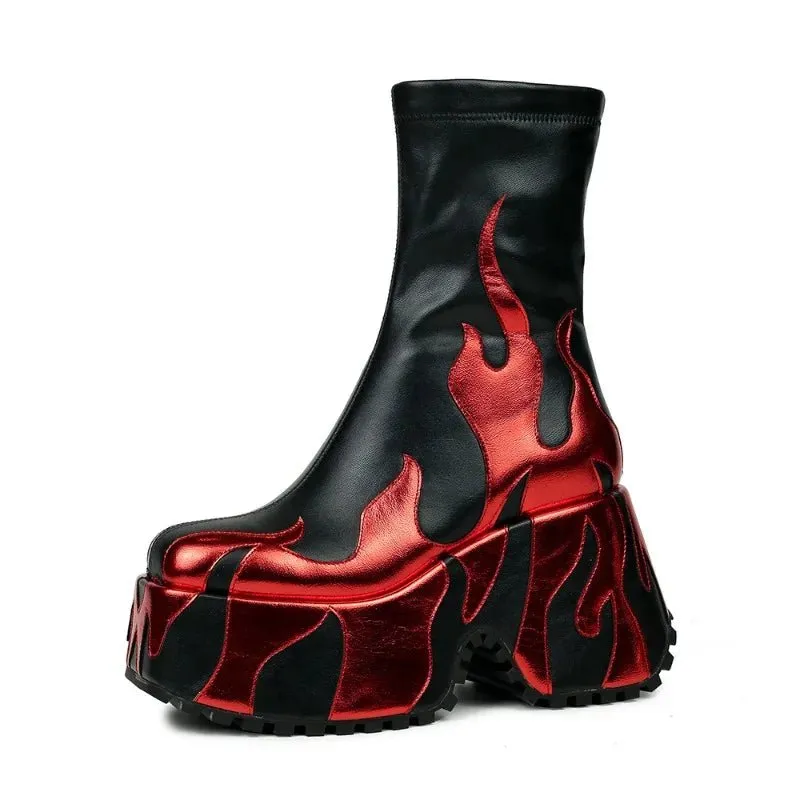 FlWomen's Slope Heel Thick Soled Boots Nightclub Runway Shoes