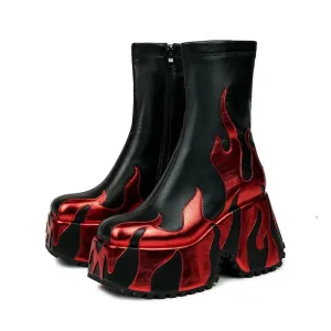 FlWomen's Slope Heel Thick Soled Boots Nightclub Runway Shoes