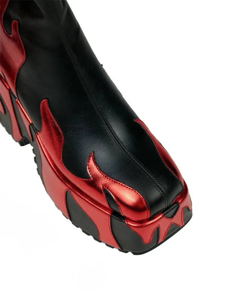FlWomen's Slope Heel Thick Soled Boots Nightclub Runway Shoes