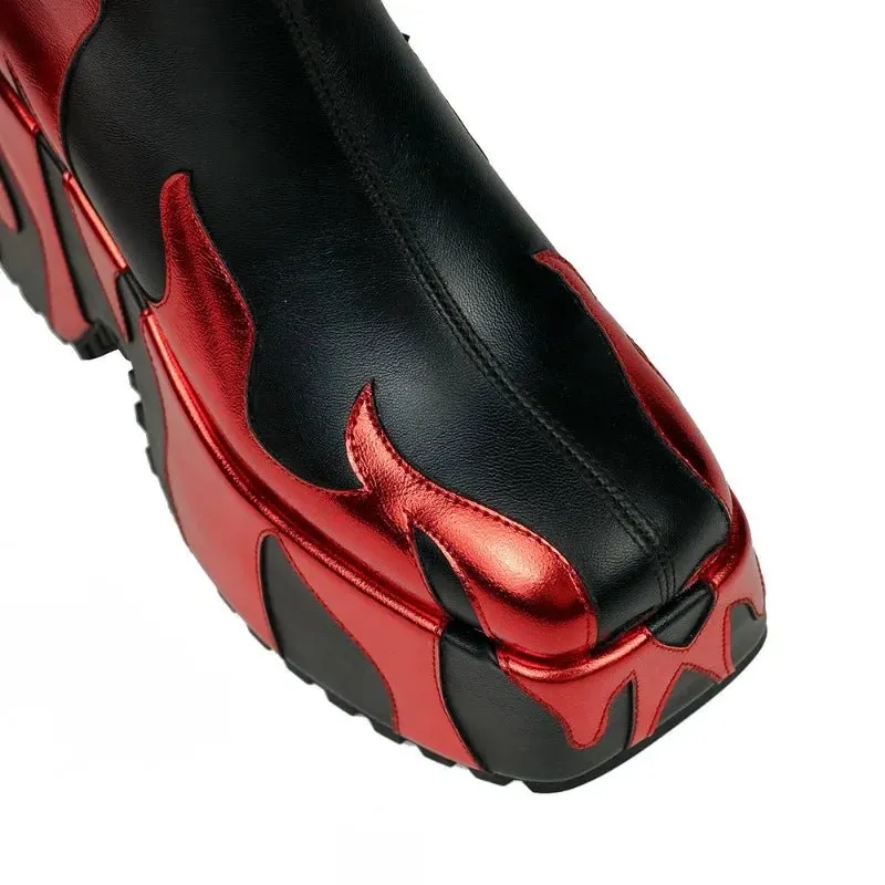 FlWomen's Slope Heel Thick Soled Boots Nightclub Runway Shoes