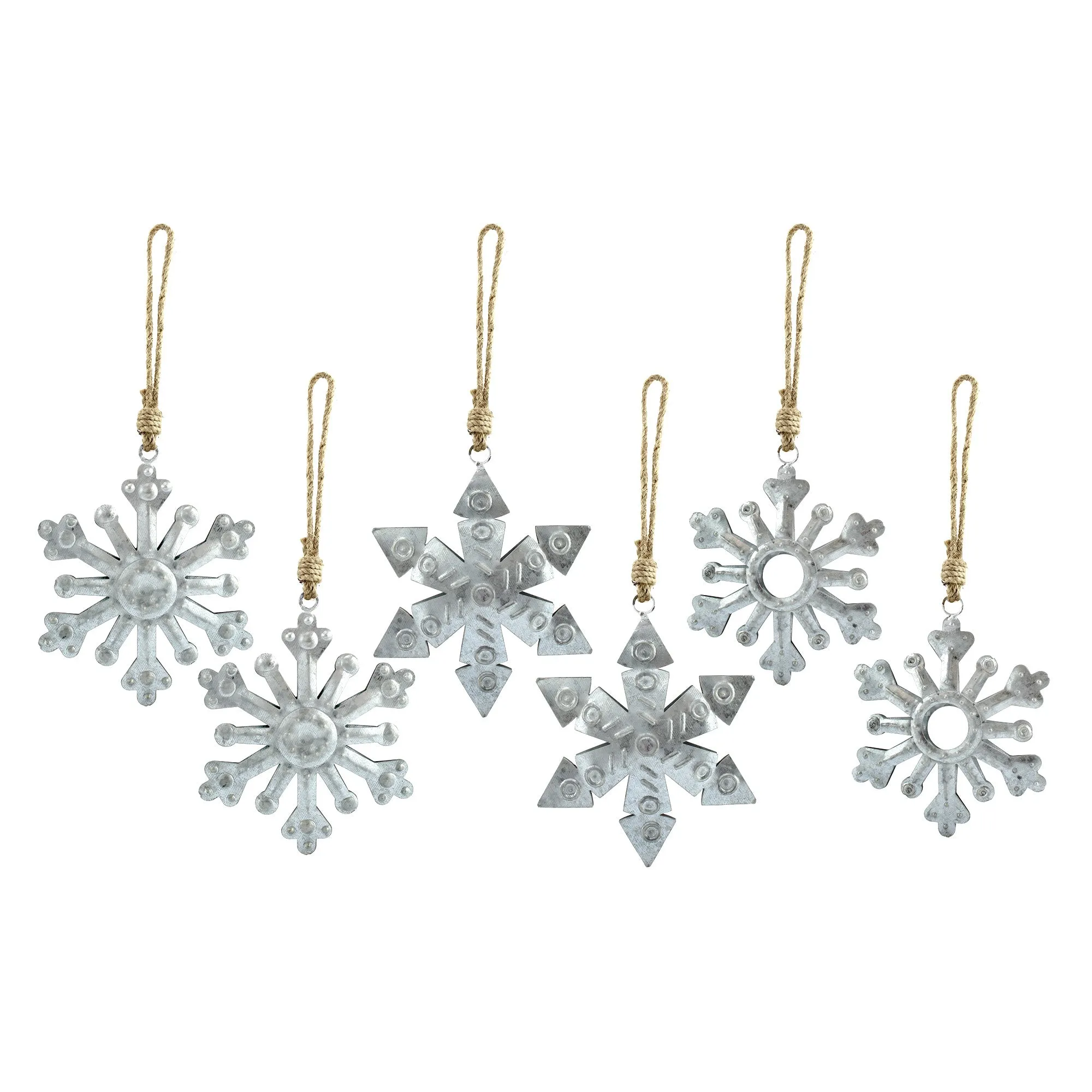Galvanized Snowflake Ornaments (Case of 36 Sets)