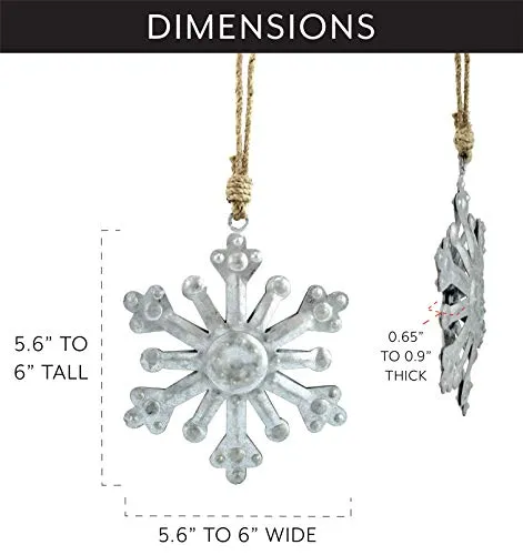 Galvanized Snowflake Ornaments (Case of 36 Sets)