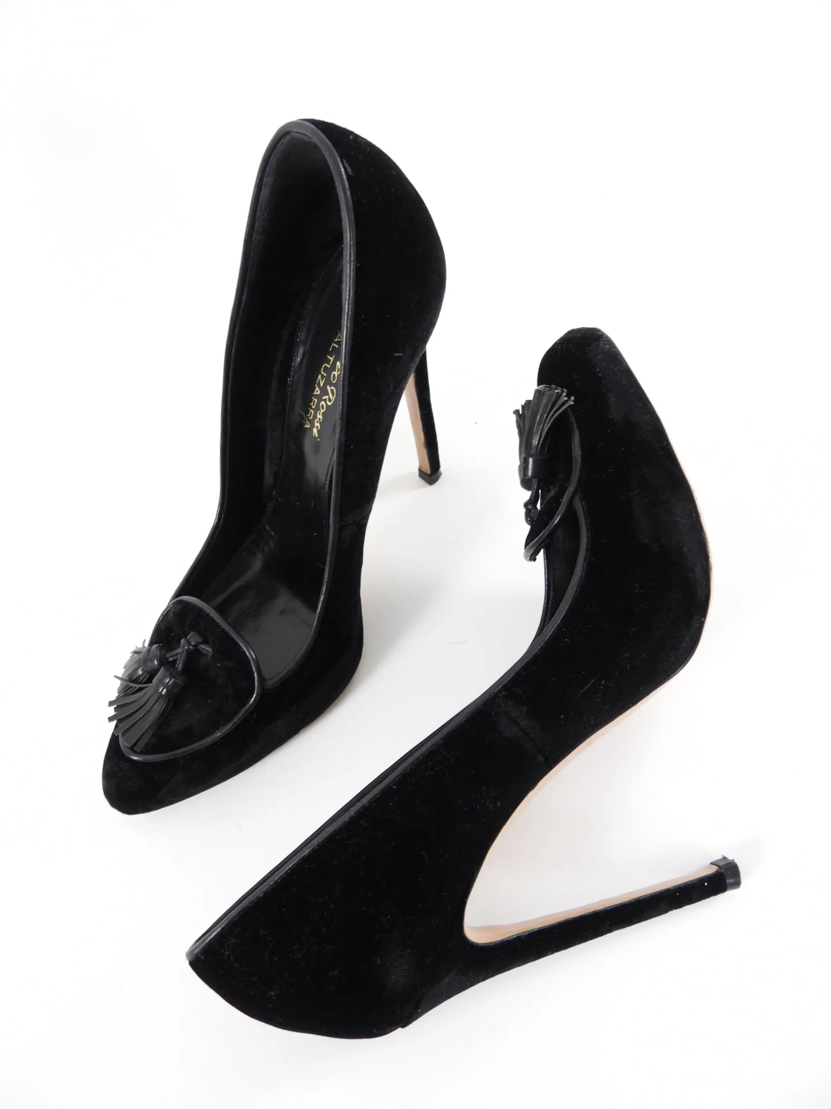 Gianvito Rossi x Altuzarra Black Velvet Tassel Pumps - 38