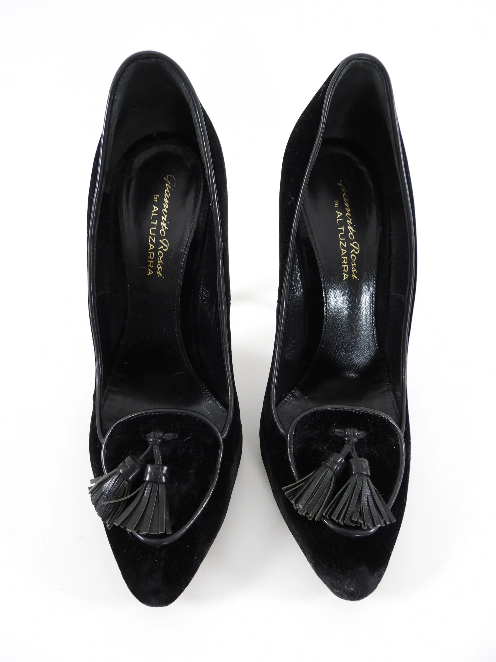 Gianvito Rossi x Altuzarra Black Velvet Tassel Pumps - 38