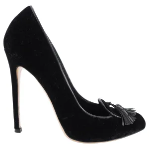 Gianvito Rossi x Altuzarra Black Velvet Tassel Pumps - 38