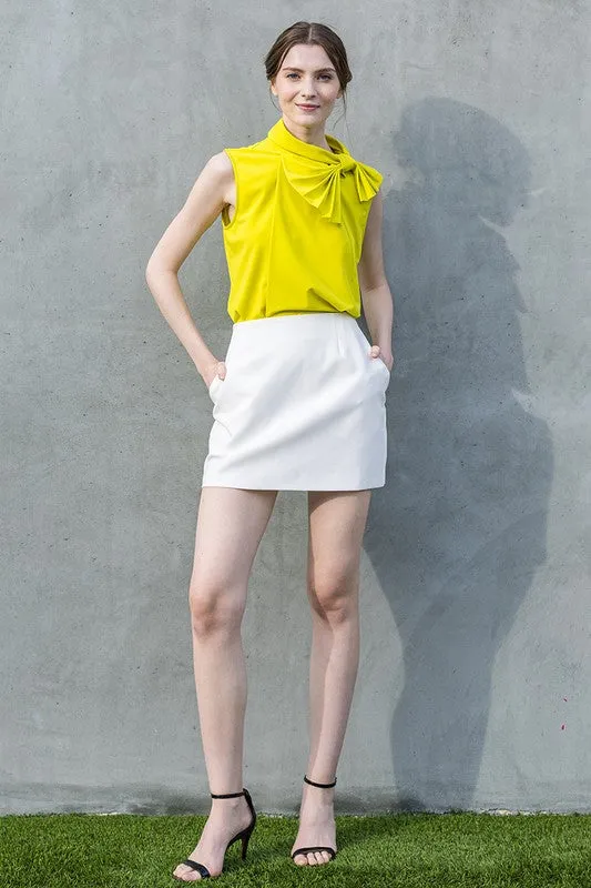 Grass high neck sleeveless top