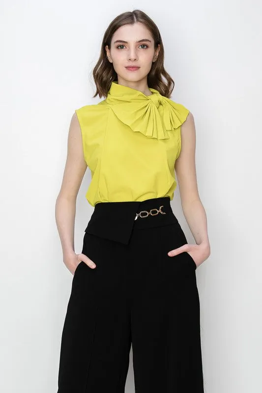 Grass high neck sleeveless top