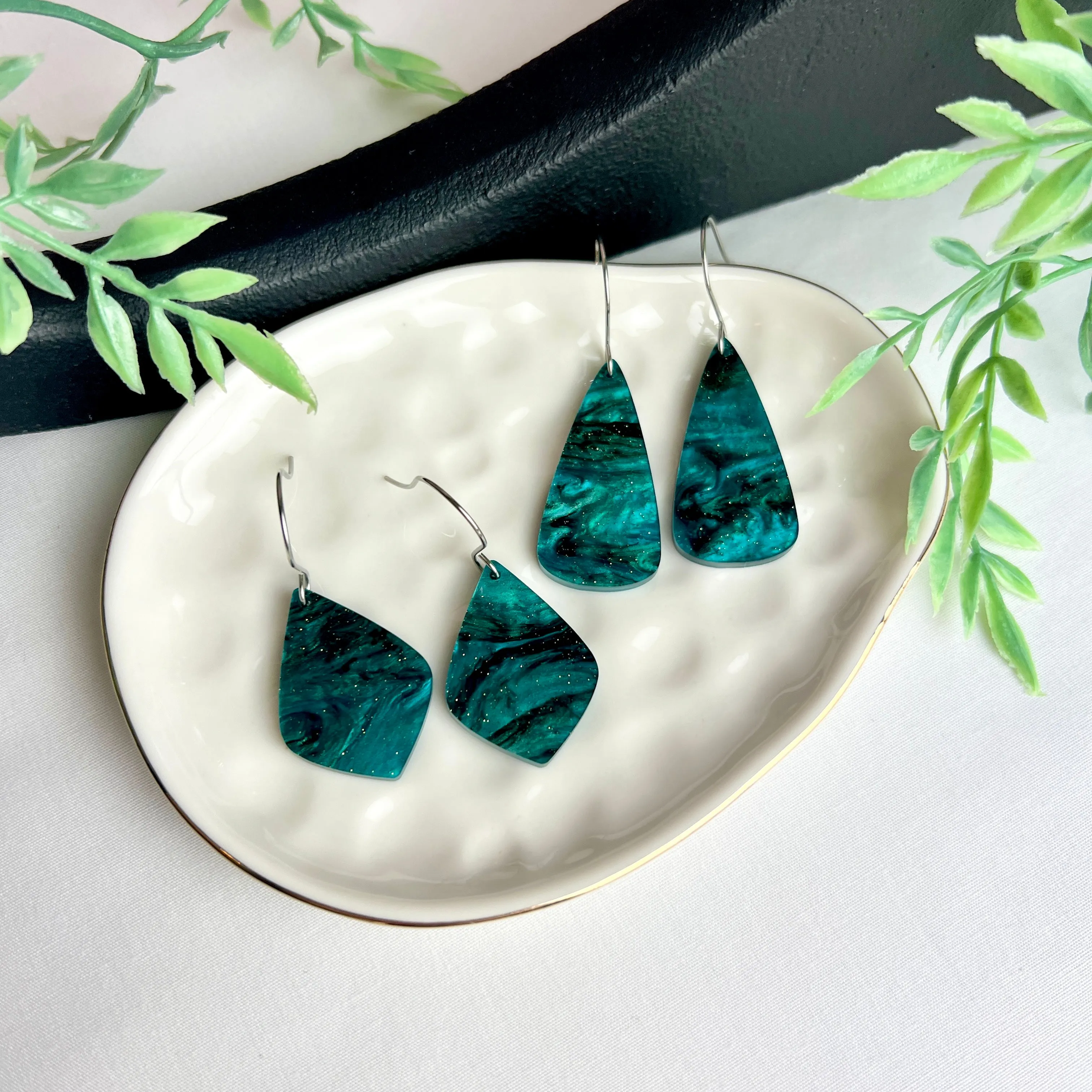 Green Forest Drop Earrings