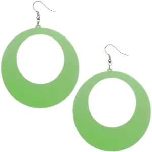 Green Gigantic Wooden Round Hoop Earrings