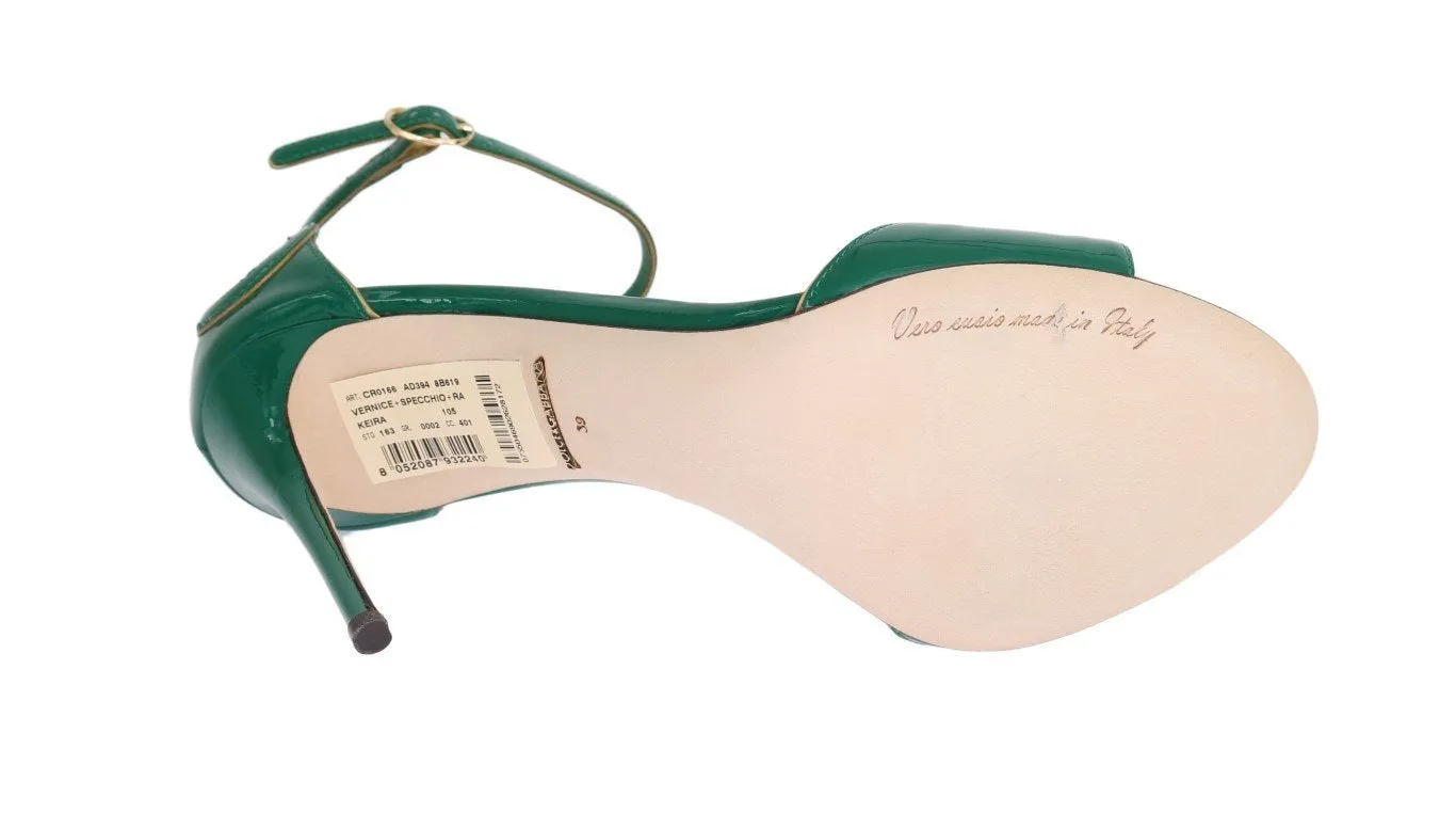 Green Gold Patent Leather Heels Pumps