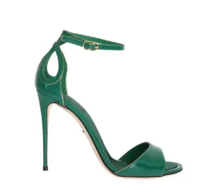 Green Gold Patent Leather Heels Pumps