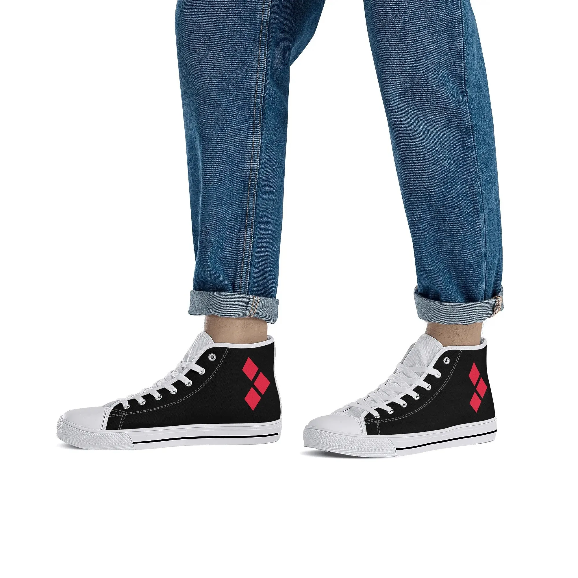 Harley Half-Opposites 3 Diamonds Joker Mens Rubber High Top Canvas Shoes