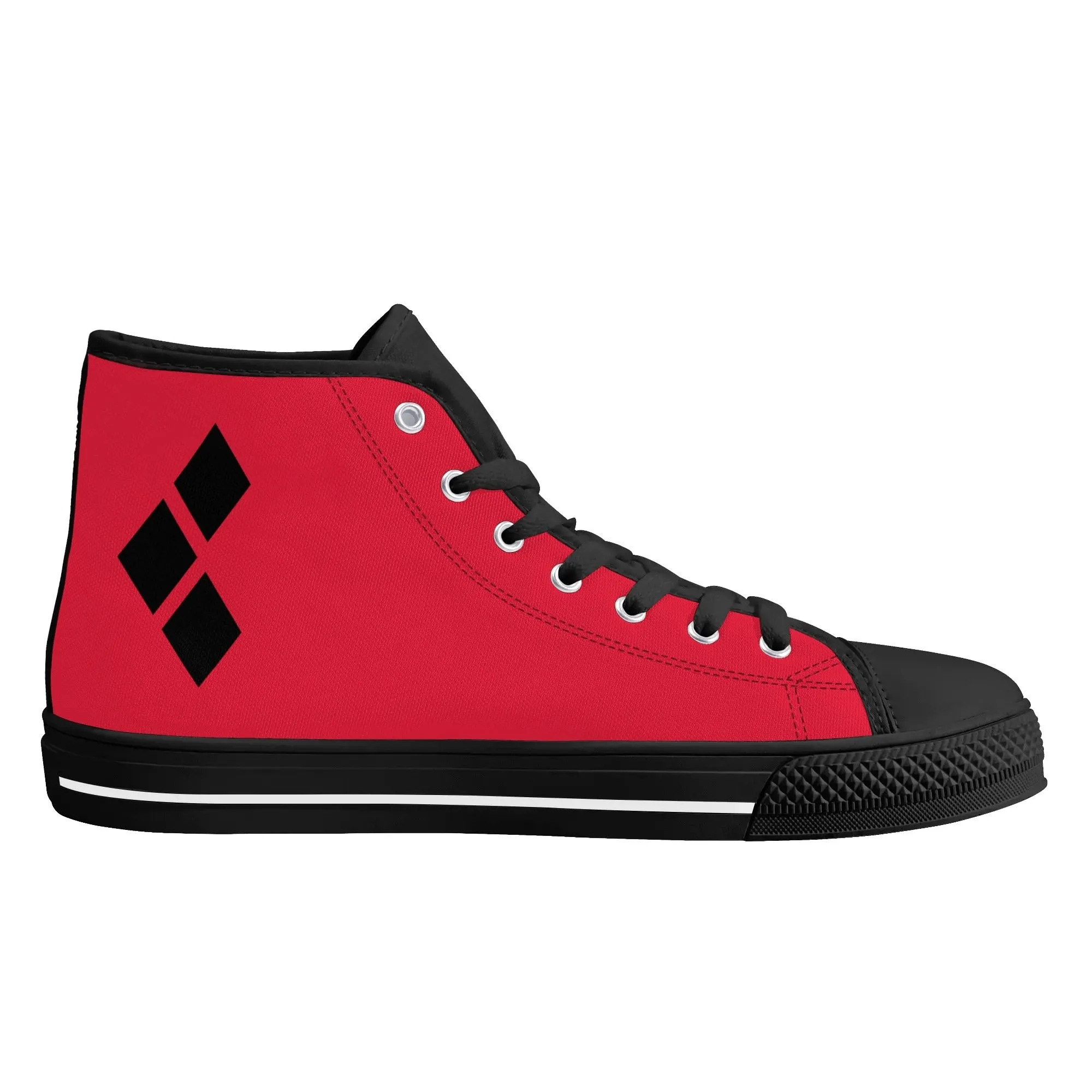 Harley Half-Opposites 3 Diamonds Joker Mens Rubber High Top Canvas Shoes