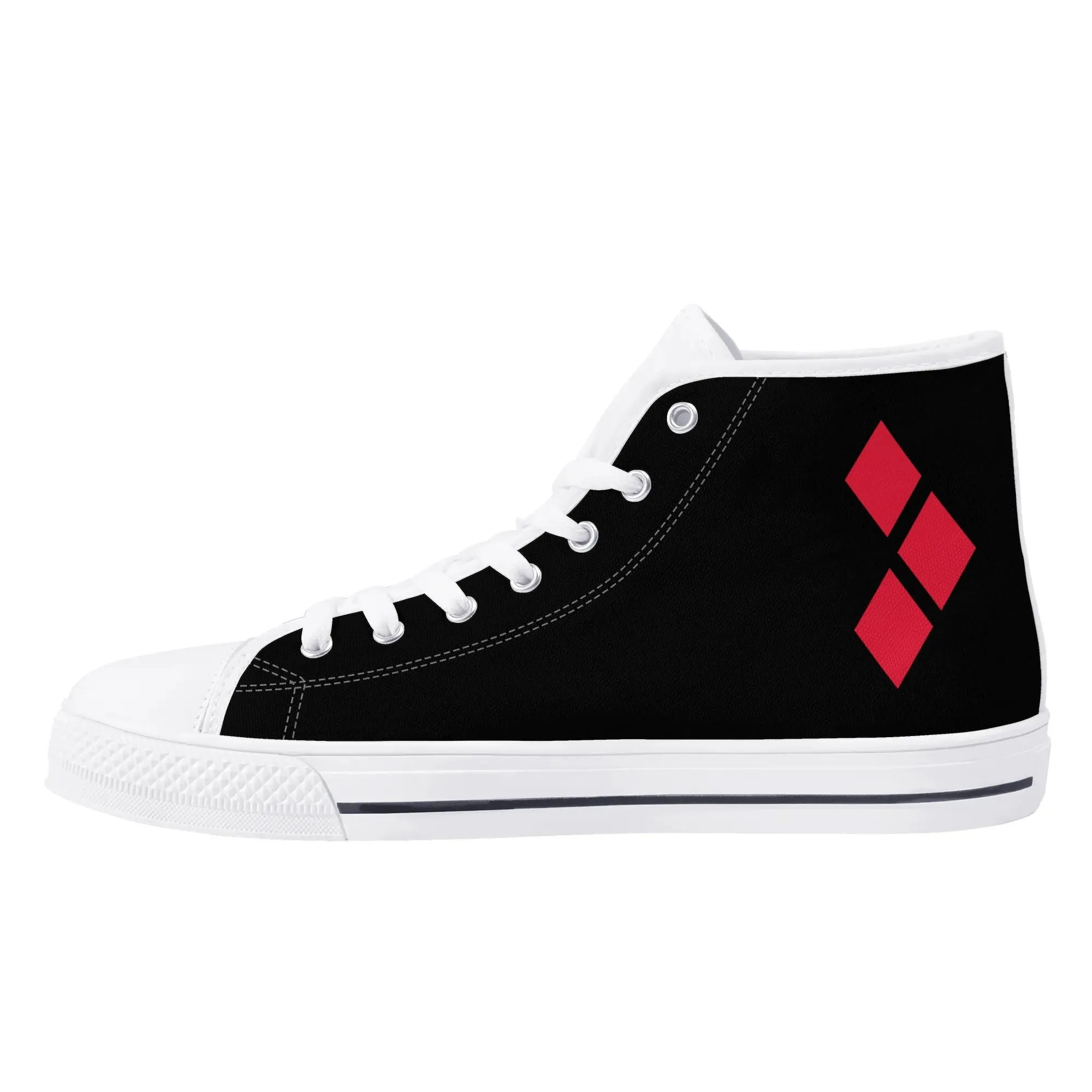 Harley Half-Opposites 3 Diamonds Joker Mens Rubber High Top Canvas Shoes