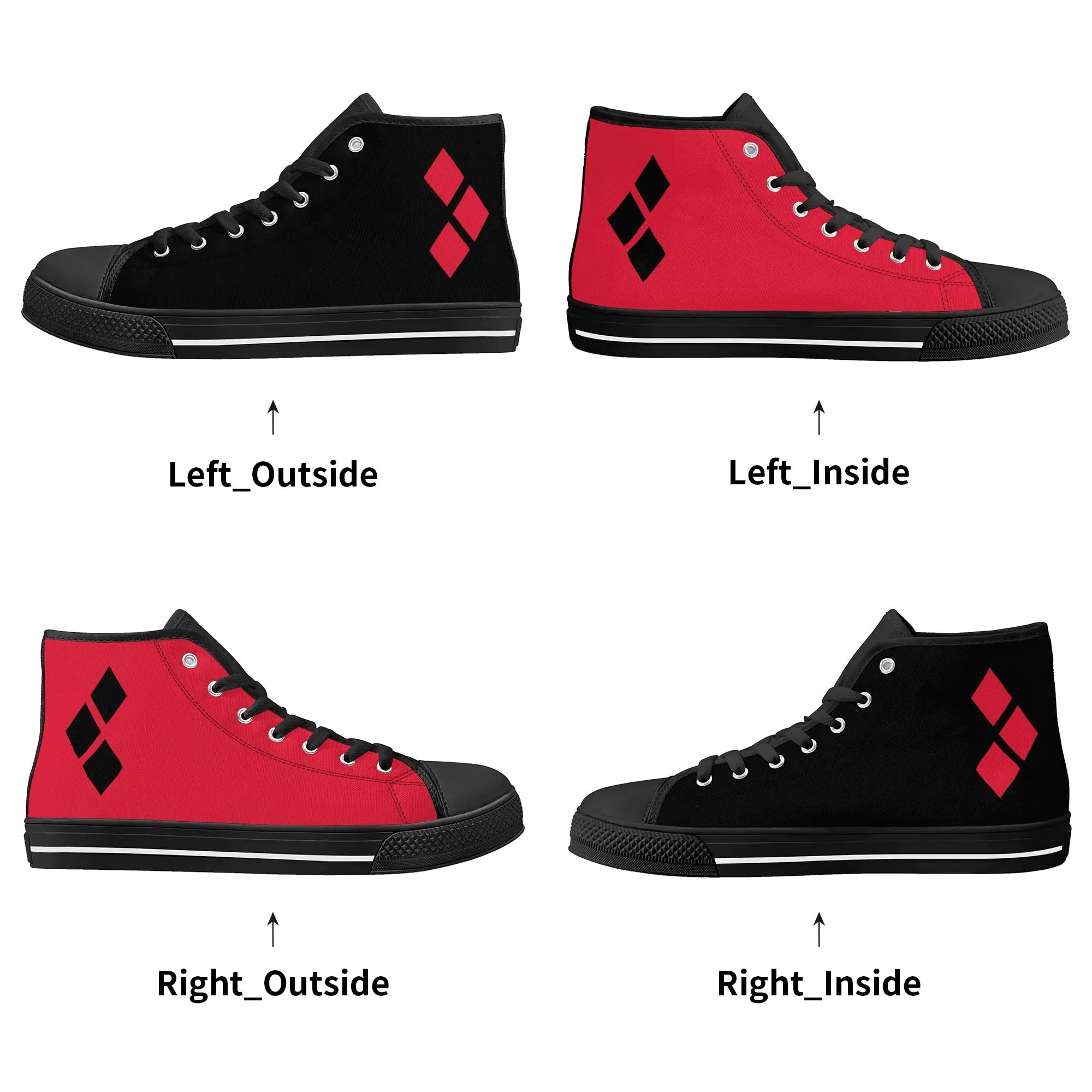 Harley Half-Opposites 3 Diamonds Joker Mens Rubber High Top Canvas Shoes