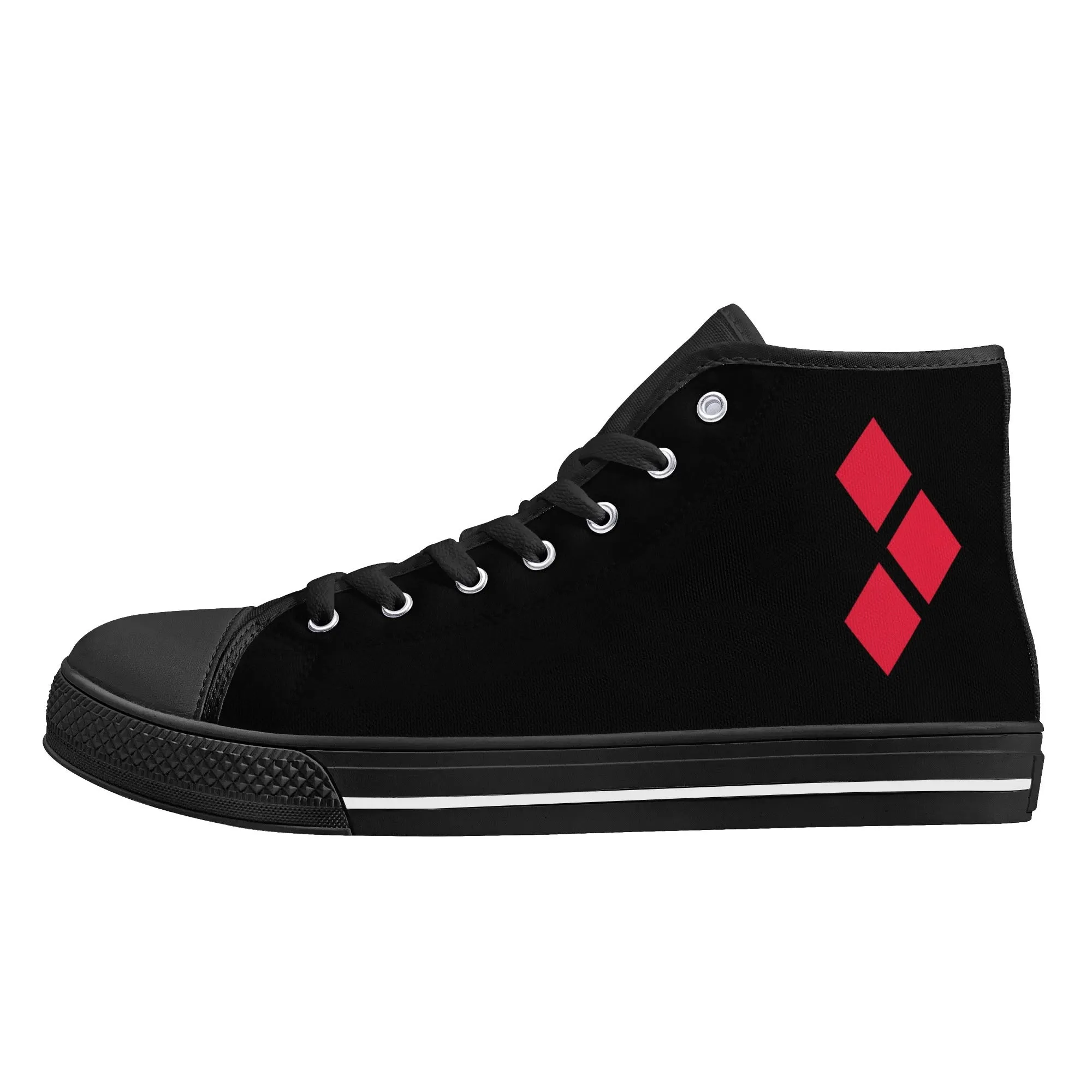 Harley Half-Opposites 3 Diamonds Joker Mens Rubber High Top Canvas Shoes