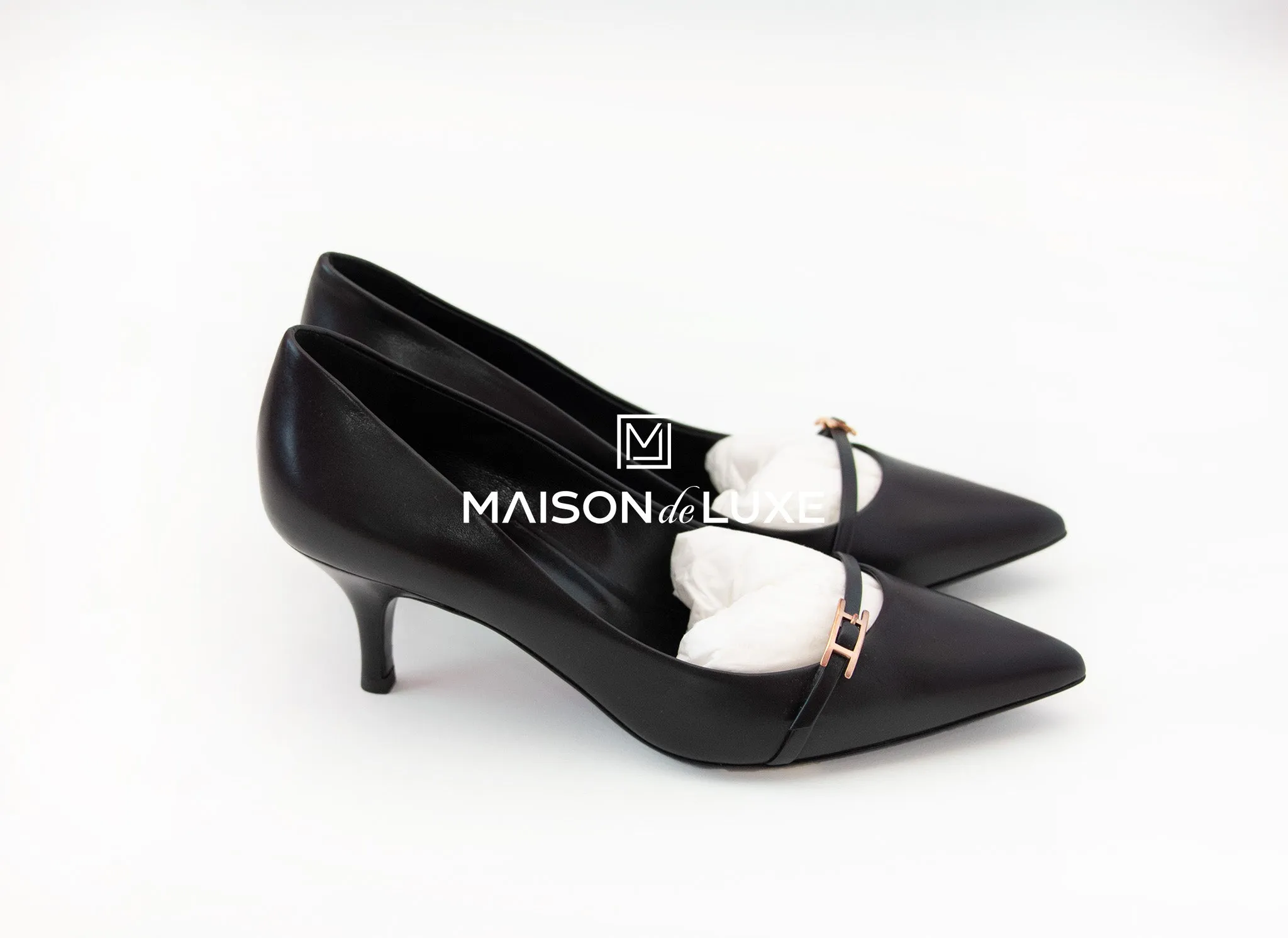 Hermes Women's Black Lauren 60 Pumps 37