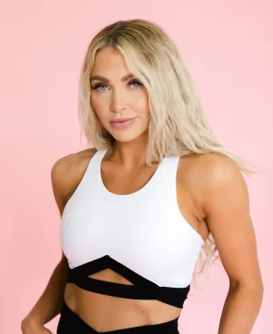 High Neck Keyhole Top - White