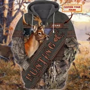 Hunting - Personalized Name 3D Zipper Hoodie - 143
