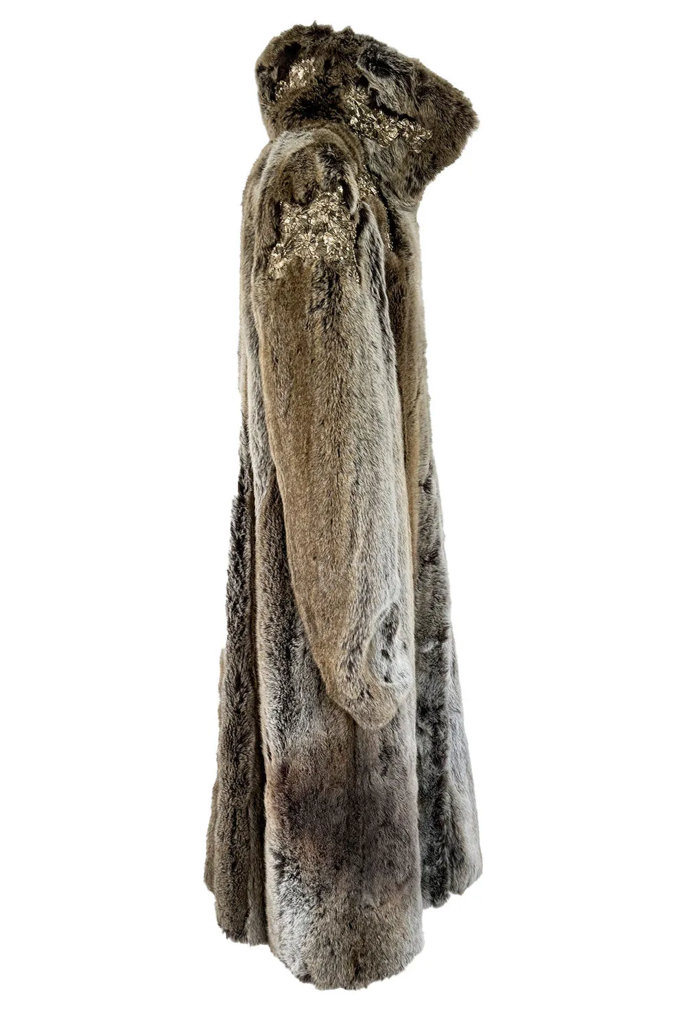 Incredible Fall 2001 Chloe by Stella McCartney Faux Fur Runway Look 1 Coat w Bead & Crsytal Detail