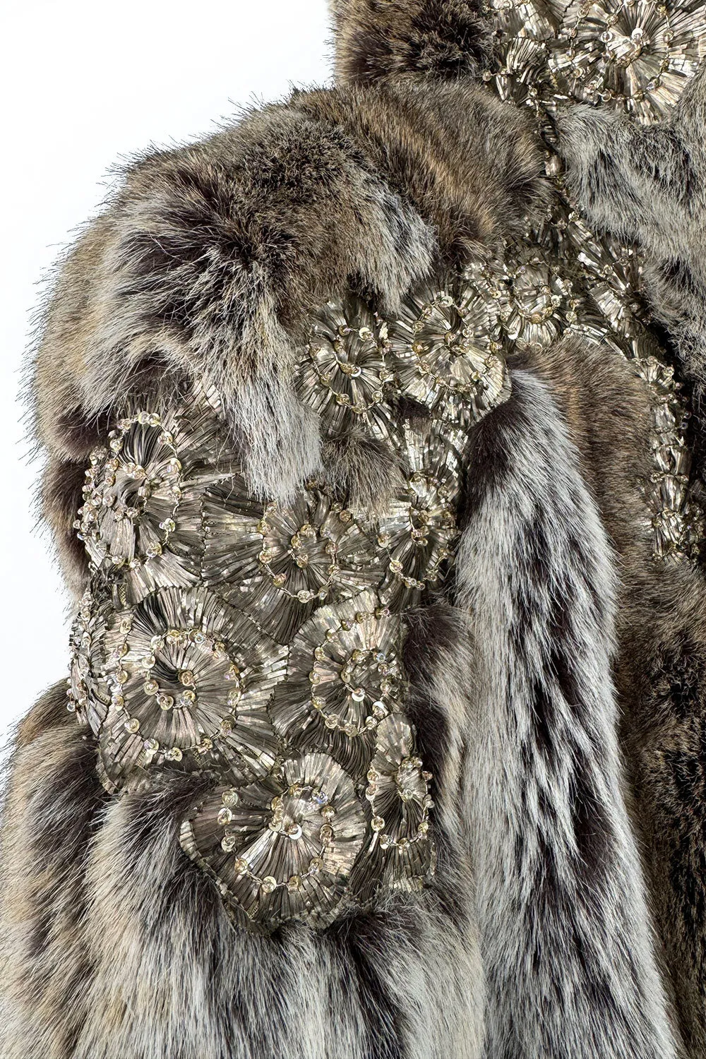 Incredible Fall 2001 Chloe by Stella McCartney Faux Fur Runway Look 1 Coat w Bead & Crsytal Detail