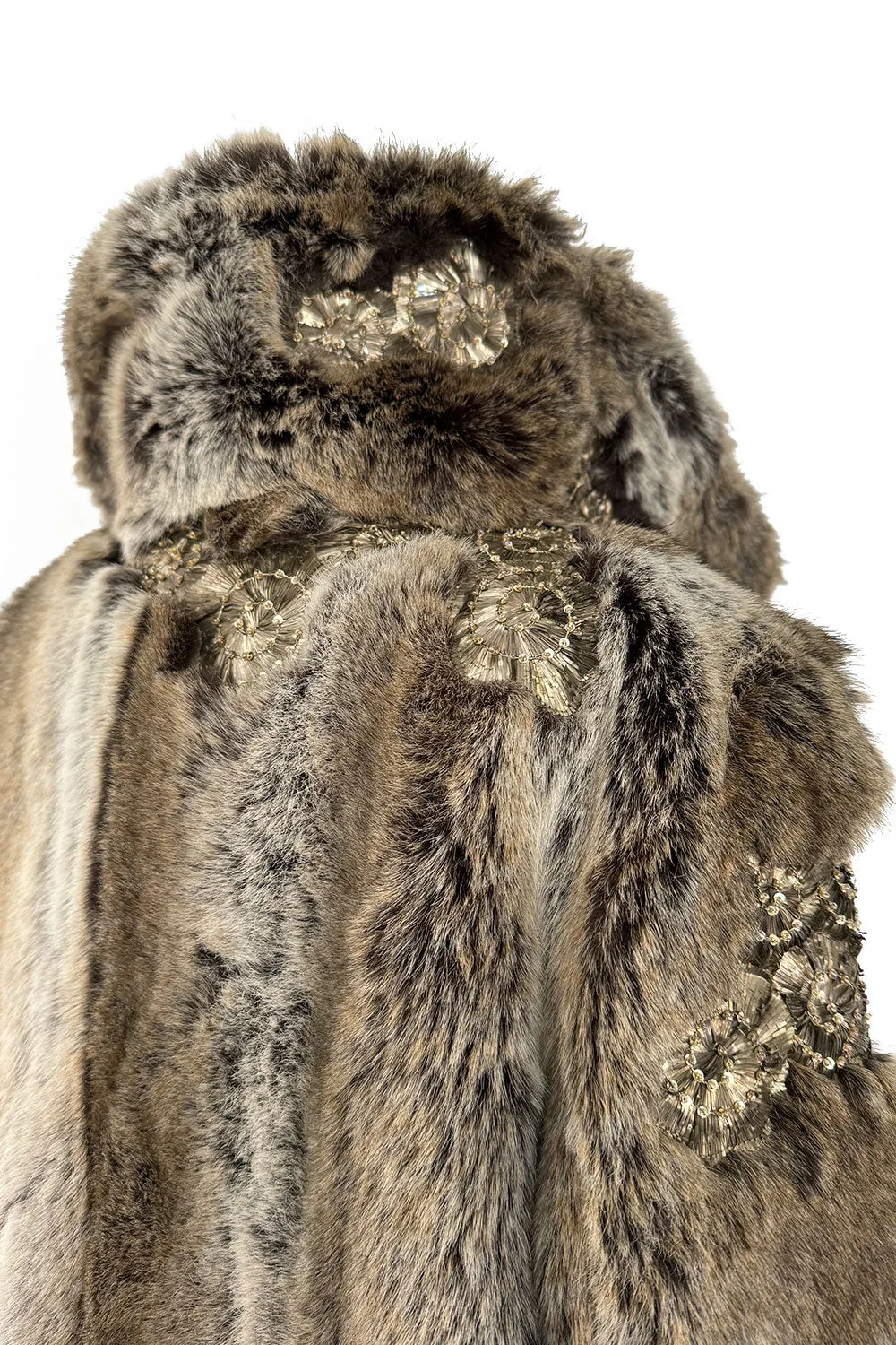 Incredible Fall 2001 Chloe by Stella McCartney Faux Fur Runway Look 1 Coat w Bead & Crsytal Detail