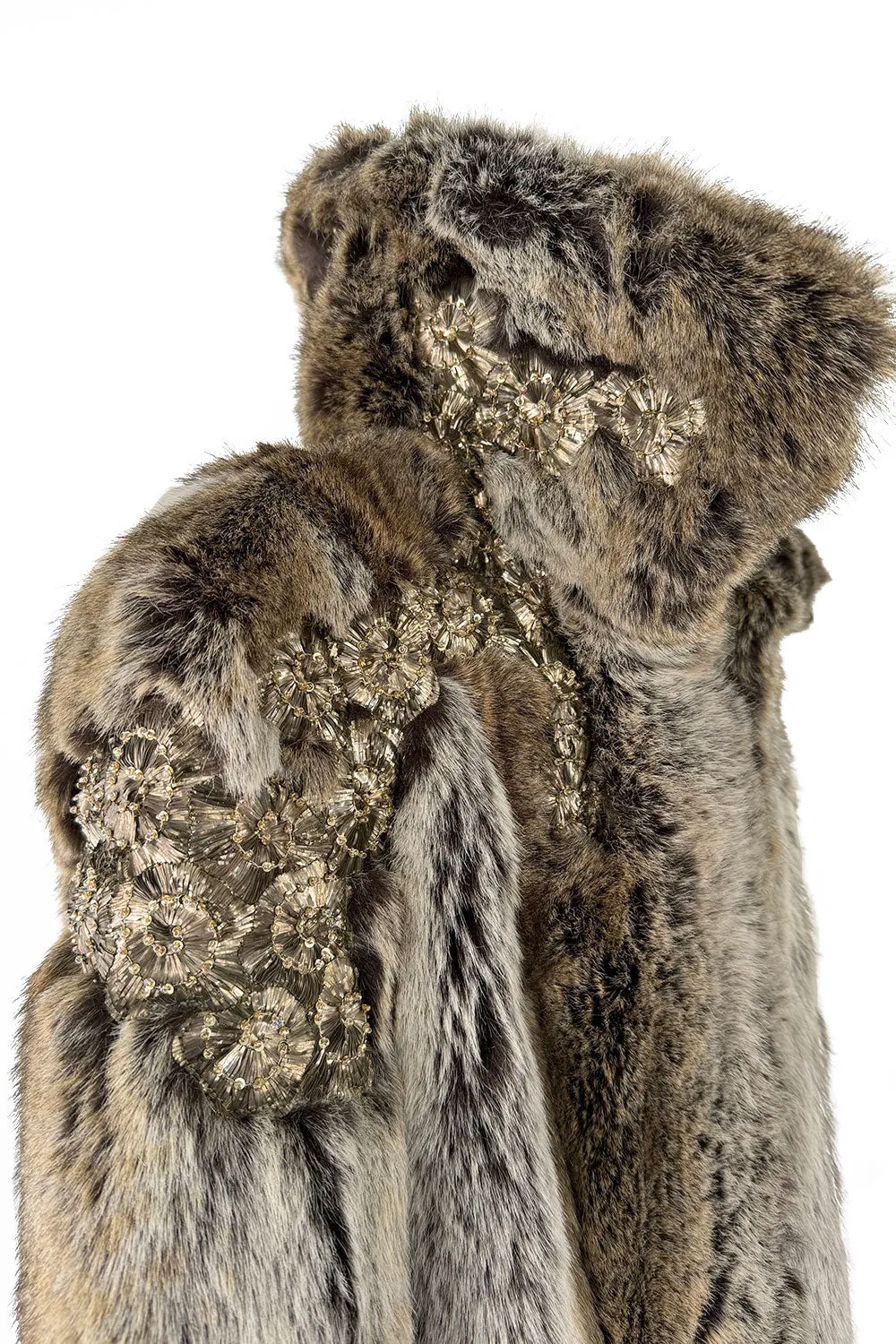 Incredible Fall 2001 Chloe by Stella McCartney Faux Fur Runway Look 1 Coat w Bead & Crsytal Detail
