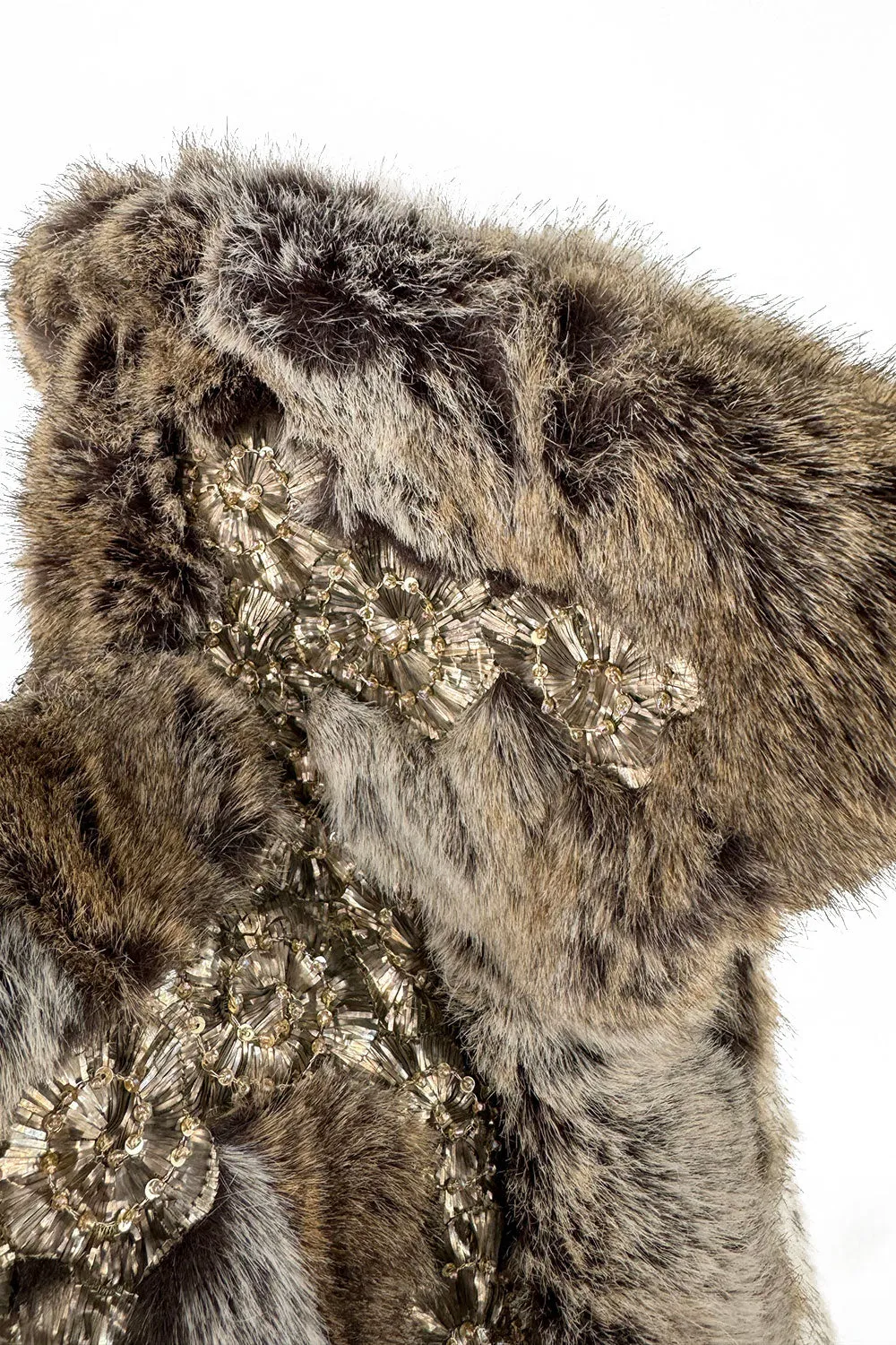 Incredible Fall 2001 Chloe by Stella McCartney Faux Fur Runway Look 1 Coat w Bead & Crsytal Detail