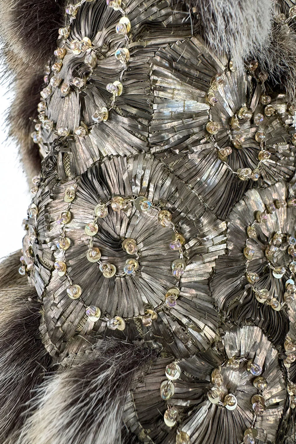 Incredible Fall 2001 Chloe by Stella McCartney Faux Fur Runway Look 1 Coat w Bead & Crsytal Detail