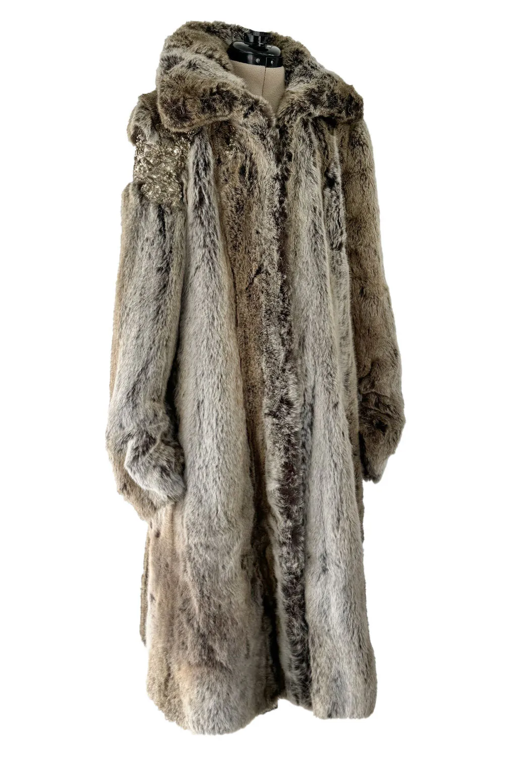 Incredible Fall 2001 Chloe by Stella McCartney Faux Fur Runway Look 1 Coat w Bead & Crsytal Detail