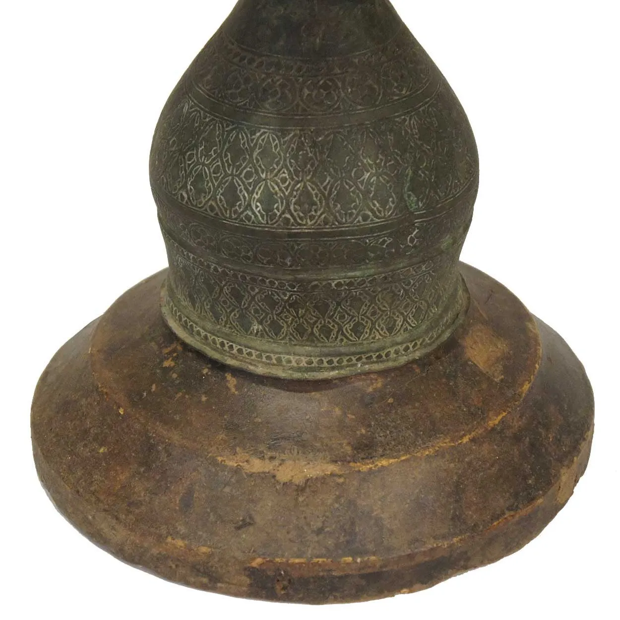 Indian Mughal Brass and Teak Palm Model as a One-Light Table Lamp