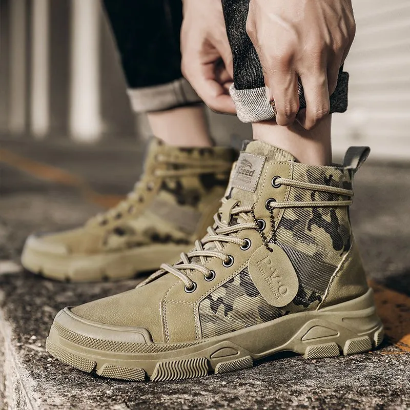 INSTOCK-Camouflage canvas Martin boots