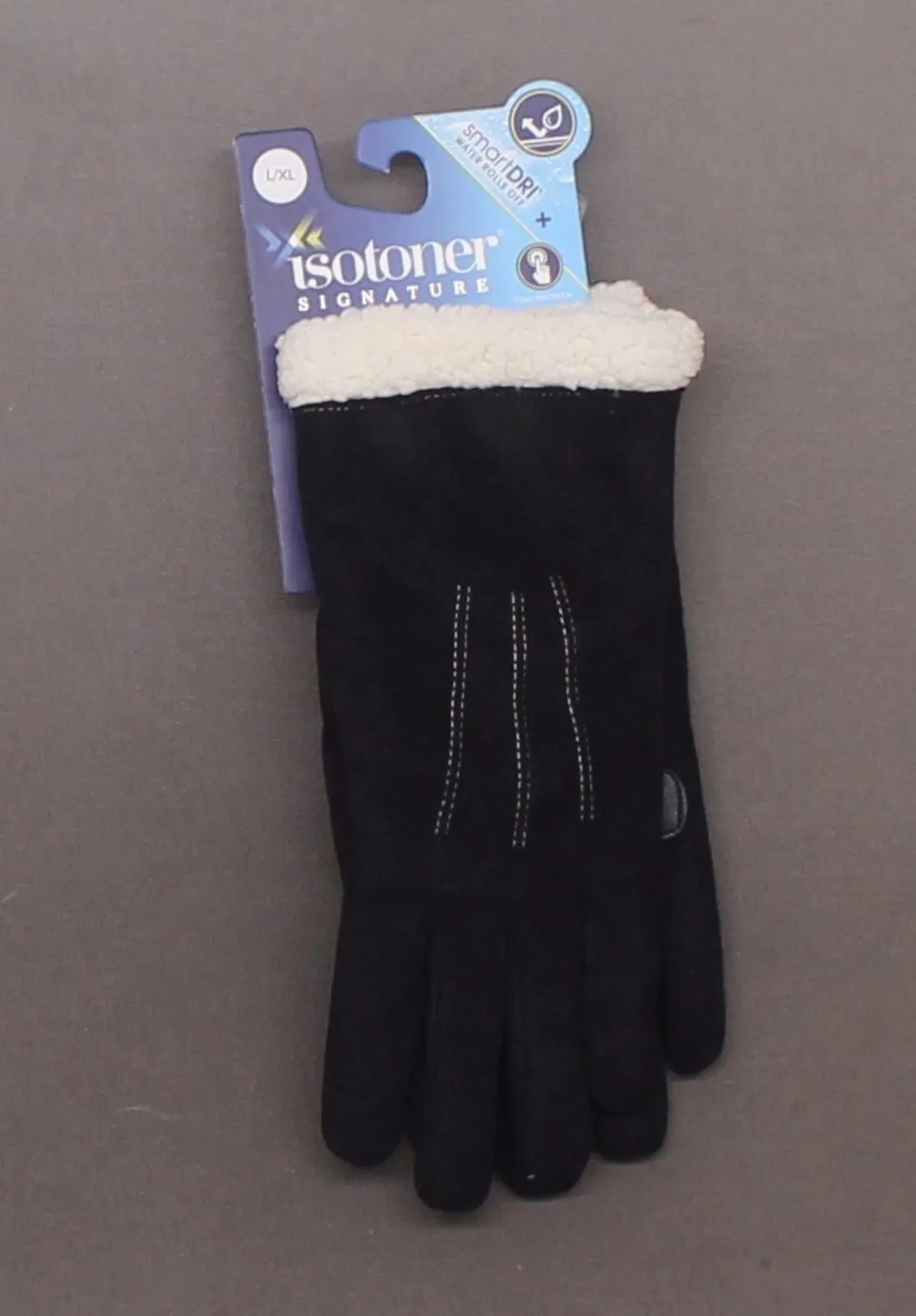 Isotoner Signature SmartDRI Touchscreen Gloves SherpaSoft Cuff Black L/XL