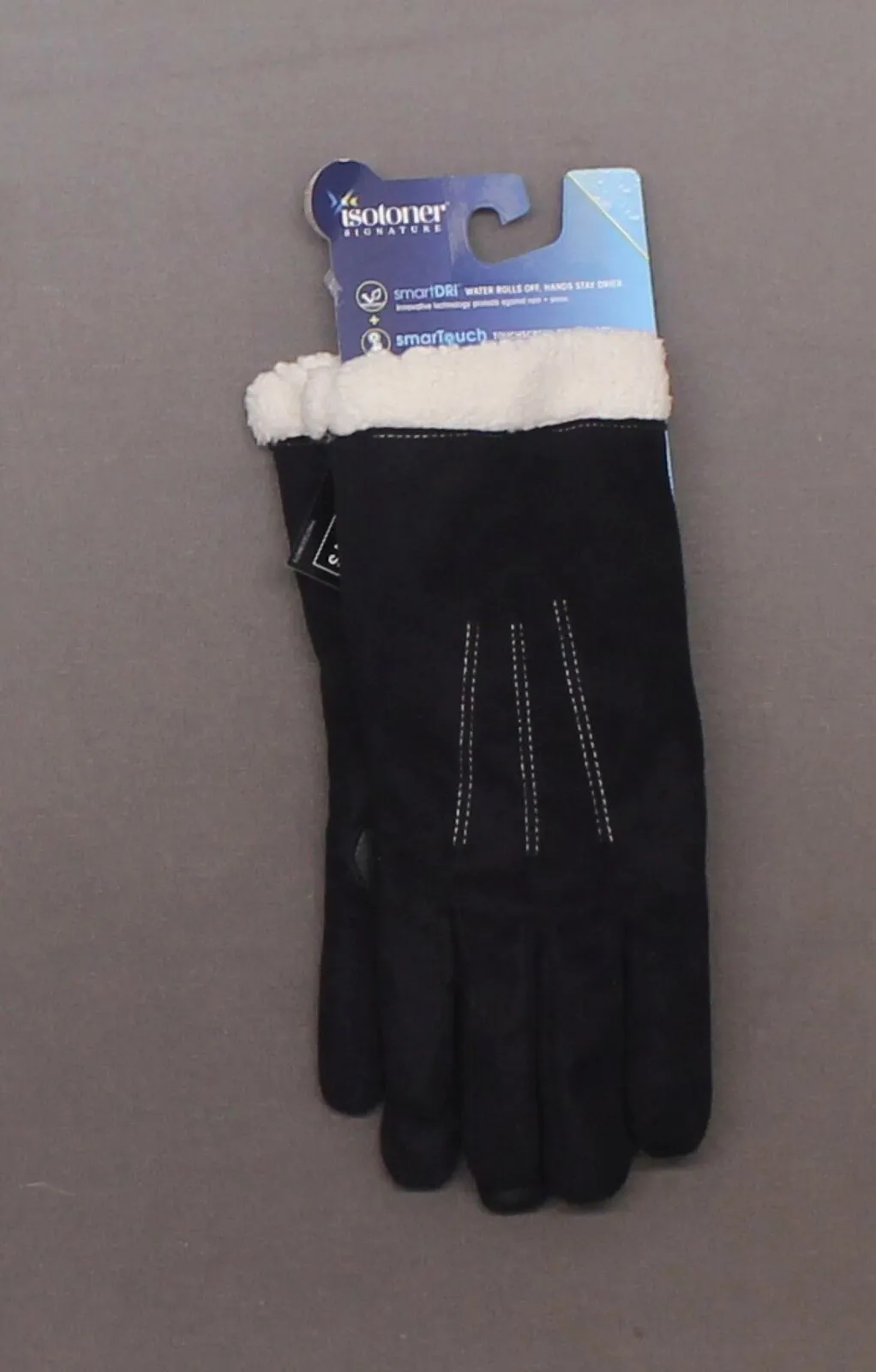 Isotoner Signature SmartDRI Touchscreen Gloves SherpaSoft Cuff Black L/XL
