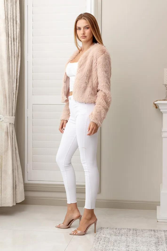 ITS JANIS FUR COAT - Dusty Pink