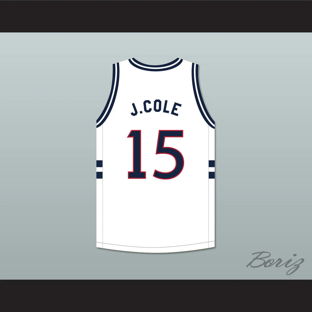 J. Cole 15 Bulldogs High School White Basketball Jersey