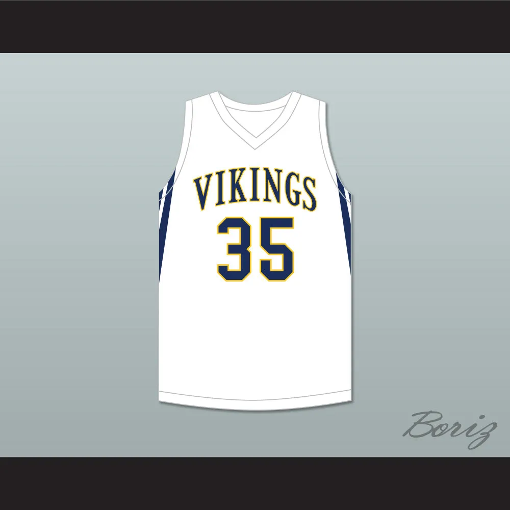 Jabari Walker 34 Campbell Hall School Vikings White Basketball Jersey 3