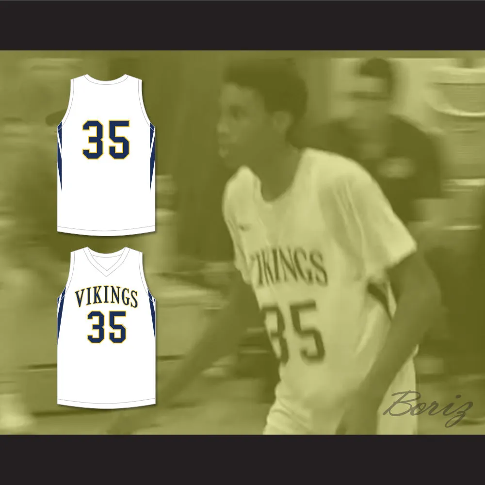 Jabari Walker 34 Campbell Hall School Vikings White Basketball Jersey 3