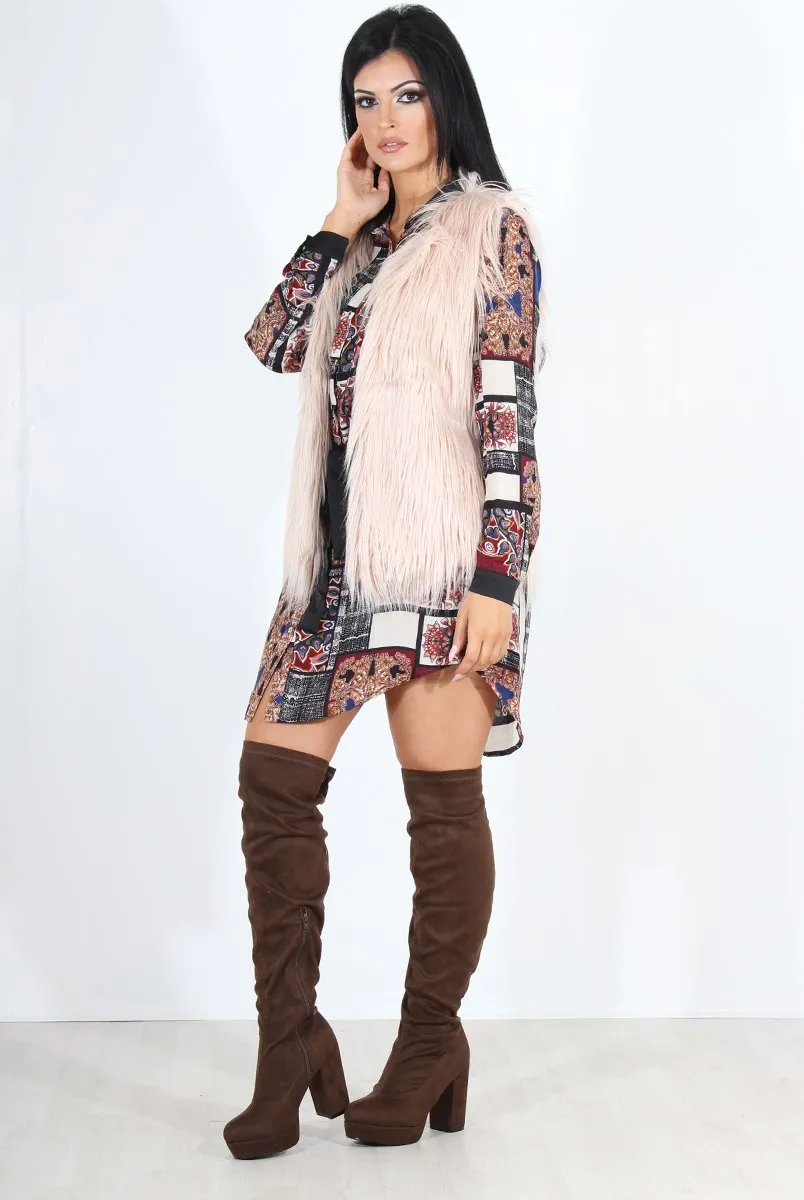 Jazmin Nude Faux Fur Gilet