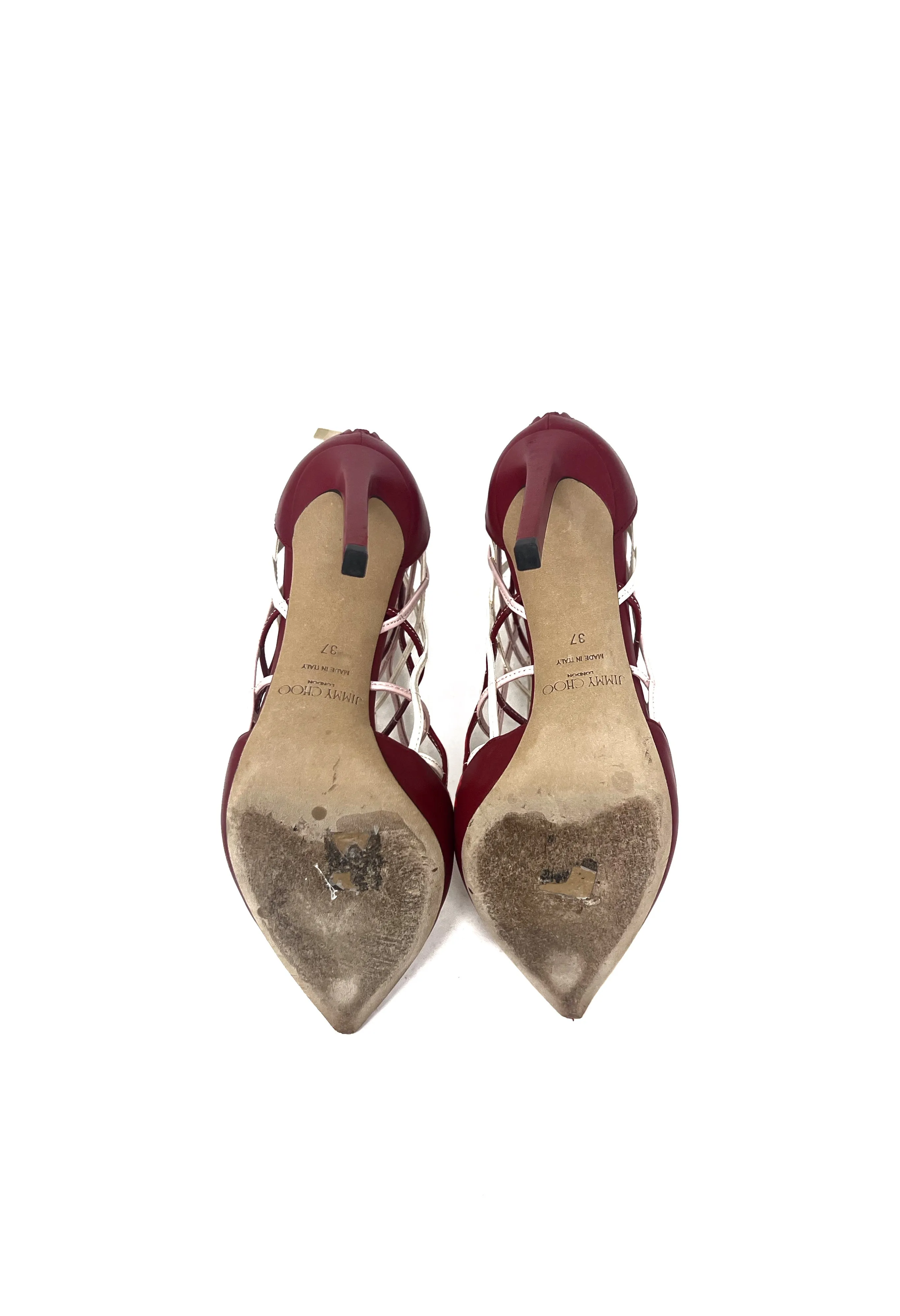 Jimmy Choo Size 37 'Sheldon' Leather Grid Caged Pumps