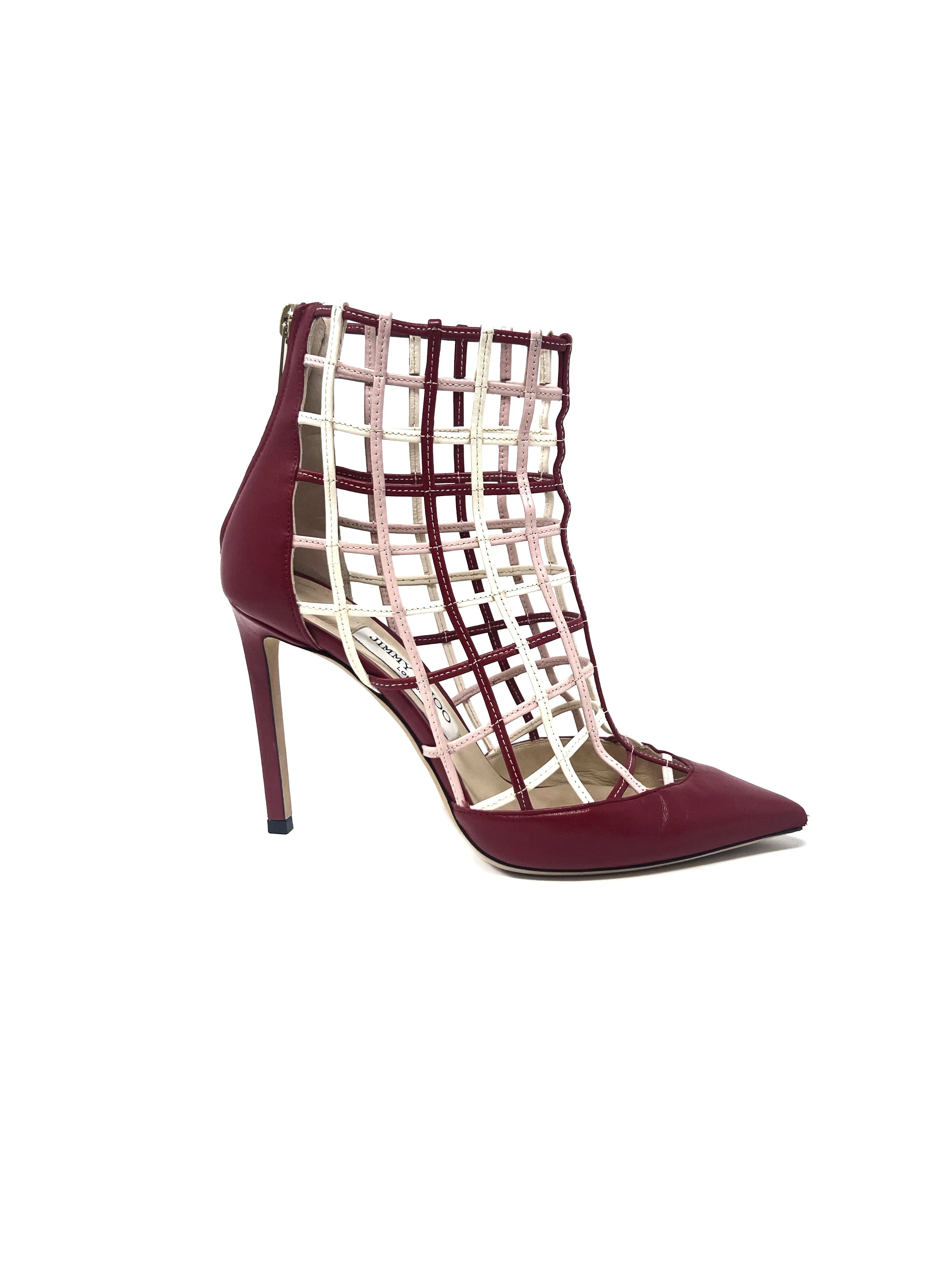 Jimmy Choo Size 37 'Sheldon' Leather Grid Caged Pumps