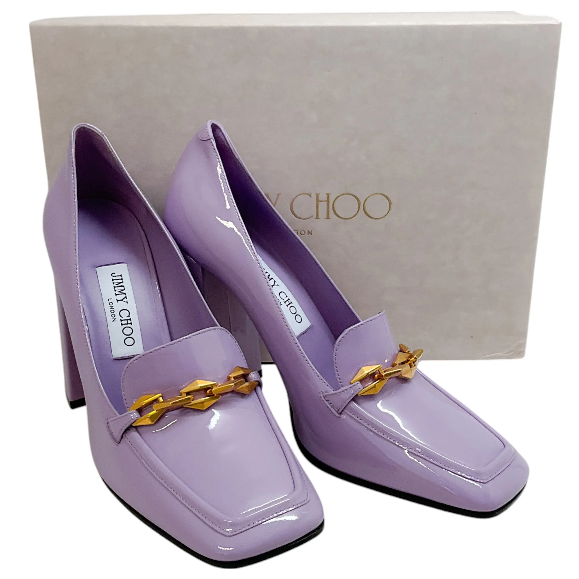 Jimmy Choo Wisteria Patent Leather Diamond Tilda 100 Pumps