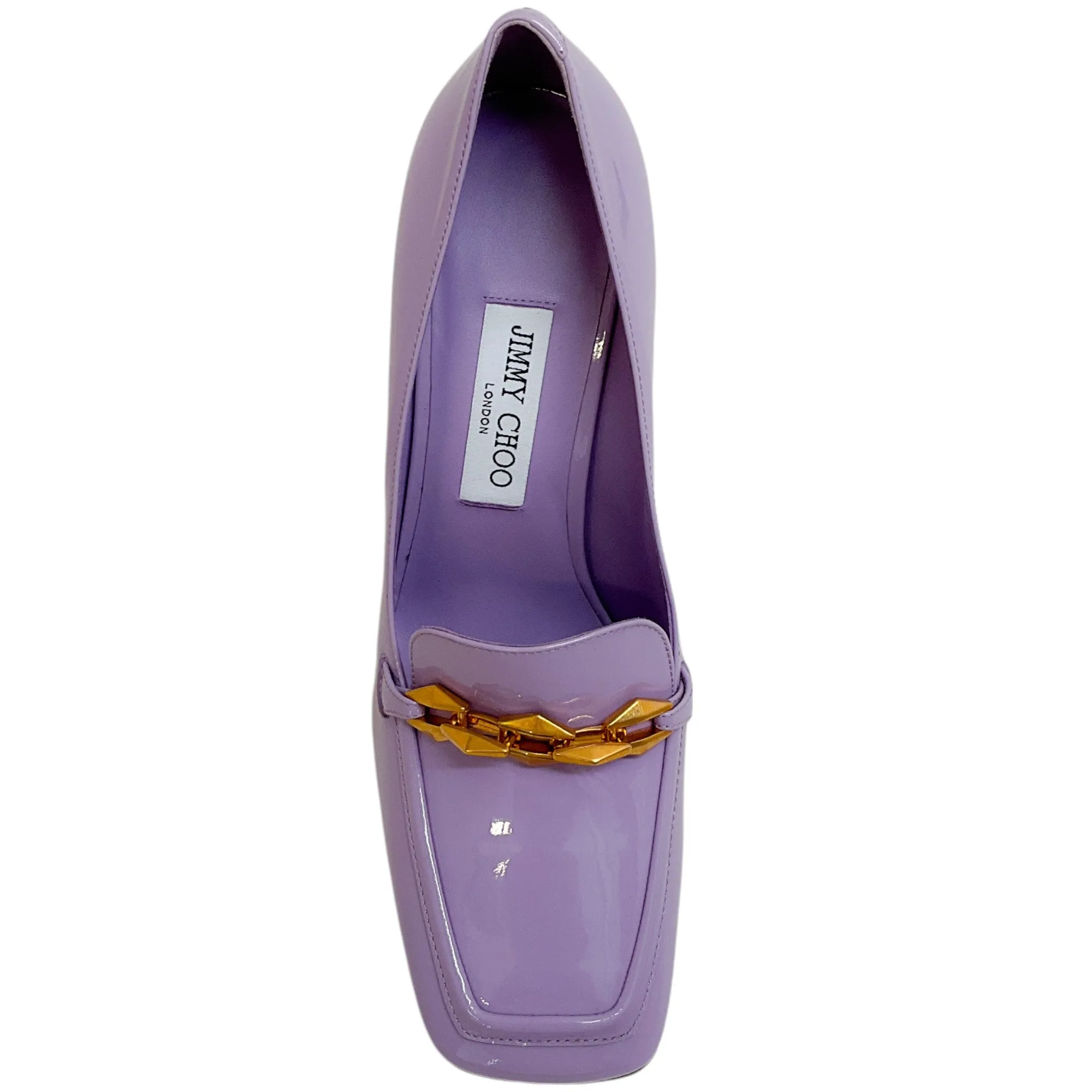 Jimmy Choo Wisteria Patent Leather Diamond Tilda 100 Pumps