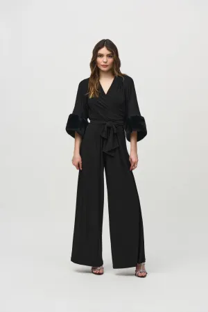 Joseph Ribkoff Sweater Knit Bolero With Faux Fur Trim